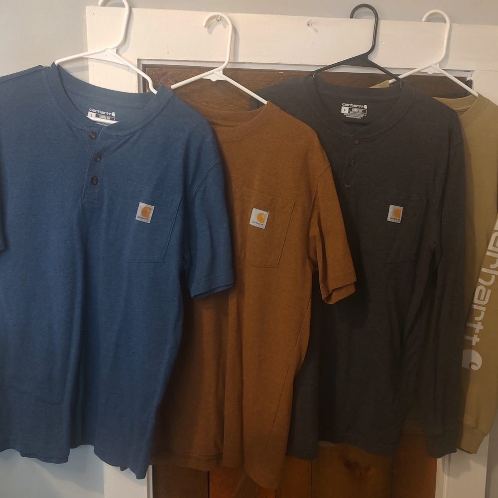 4 Carhartt Bundle Henley's Pocket T Shirt Long Sleeve